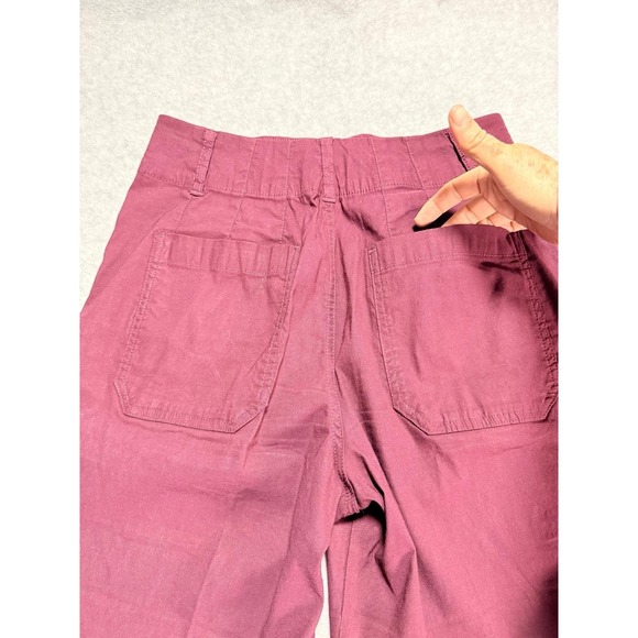 Women's Burgundy Maeve By Anthropogie Front Pockets Wide Leg Pants - Picture 8 of 13